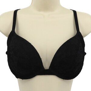 Victorias Secret 34D Dream Angels Push Up Bra Black Flower Lace Underwire Padded